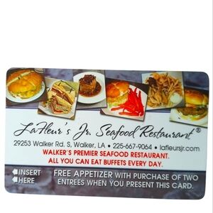LaFleur's Jr. Seafood Restaurant Gift Card Louisiana Collectible